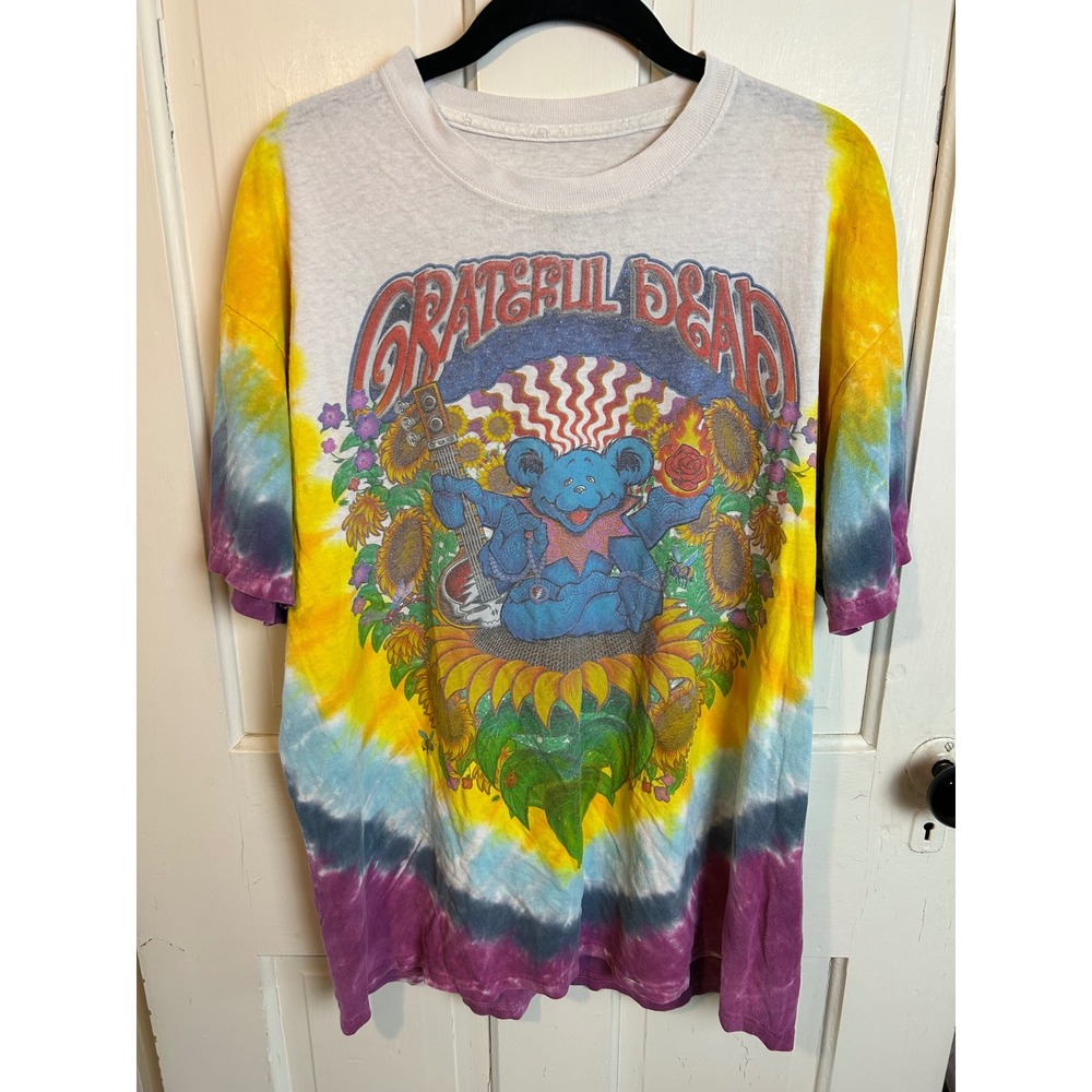 Grateful Dead Liquid Blue Tie Dye Shirt Mens Large 2006 Dancing Bear Sunflower